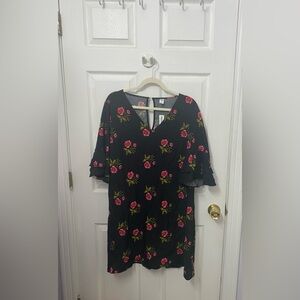 Old Navy Black Dress with pink flowers